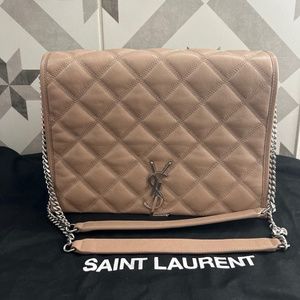 Authentic Tan Becky YSL Bag with Silver Hardware